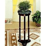 Coaster Plant Stand / Side Table, Green Marble Top and Cherry Finish Wood Base