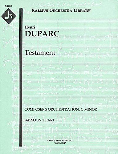Testament (Composer's orchestration, C minor): Bassoon 2 part (Qty 4) [A8781]