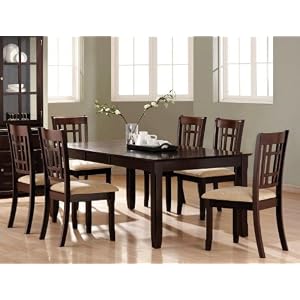 7pc Formal Dining Table and Chairs Deep Cappuccino Finish by 