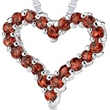 0.75ct Round Cut Garnet Heart Pendant in Sterling Silver