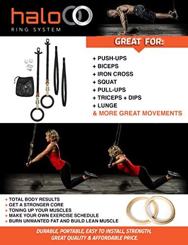 Best Suspension Straps Training System All-in-One Total Body Fitness Equipment Great for Crossfit Gymnastics Kids Workouts Military Training and More - Exercise Burn Fat Gain Strength Black