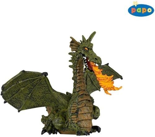 WINGED GREEN DRAGON WITH FLAME PAPO