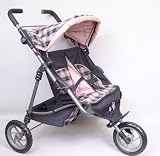 Halsalls Silver Cross Side by Side Twin Dolls Stroller Pushchair (Blossom Fabric)