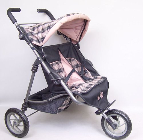 Childrens Toyshop  Toys : Silver Cross Side by Side Twin Dolls Stroller Pushchair (Blossom Fabric)