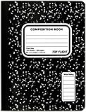 Top Flight Sewn Composition Book, Black and White Marble, Wide Rule, 100 Sheets (41353)