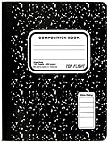 Top Flight Sewn Composition Book, Black and White Marble, Wide Rule, 100 Sheets (41353)