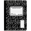 Top Flight Sewn Marble Composition Book, Black/White, Wide Rule, 9.75 x 7.5 Inches, 100 Sheets, Pack of SIX Comp Books (41353-6)