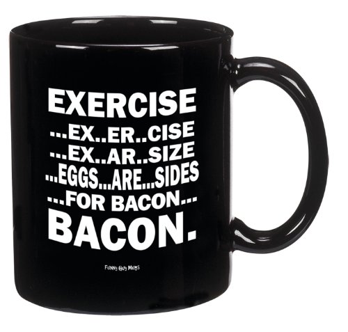 Funny Guy Mugs Eggs Are Sides For Bacon Ceramic Coffee Mug, Black, 11-Ounce
