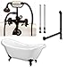 Cambridge Plumbing ADES-PED-463D-2-PKG-ORB-7DH Acrylic Double Ended Slipper Tub with 2 in. Pedestal Holes Deck Risers44; Classic Telephone Style Faucet & Orb Plumbing