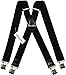 Decalen Mens Suspenders Very Strong Clips Heavy Duty Braces Big and Tall X Style (Black)
