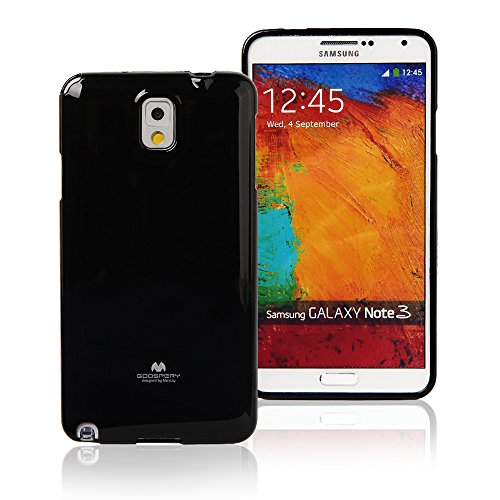 Galaxy NOTE 3 Case, [Ultra Slim Fit] GoosperyÂ® Color Pearl Jelly Case *Slight Pearl Glitter* [Anti-Yellowing + Anti-Discoloring Finish] Premium TPU Cover [Shock Absorption] - Black