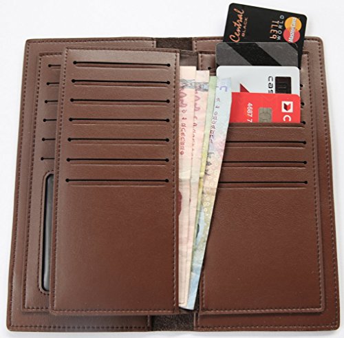 Travel Wallet - Genuine Leather Wallet - Travel Passport Wallet - Leather Passport Cover - Men & Women Leather Wallet - Luxury Wallet - 6 Compartments & 20 Card Slots