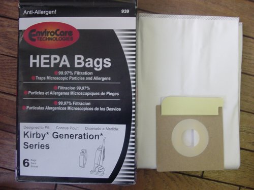 Generic Kirby HEPA Allergen Bags (6 Pk.) for All Generation Models Including Kirby Sentria, Ultimate G, And Kirby G3-G6