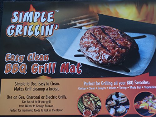 SIMPLE GRILLIN' BBQ GRILL MATS - Premium Quality - Set of 2 Barbecue Grilling Mats - Certified FDA -Great Christmas Gift Idea - Sized 13