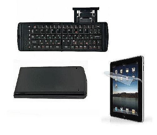 Apple IPAD Portable Wireless Bluetooth Keyboard & Anti-Glare 2pc High Quality Screen Protector Bundle