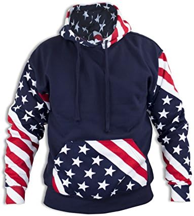 Men's USA Flag Inspired Hoodie Pullover Sweatshirt Small