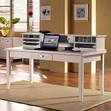 Tribeca Loft White Laptop Desk with Hutch Distressed White