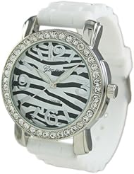Geneva Platinum Womens 7817.WHT White Silicone Quartz Watch with Silver Dial
