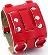 Nemesis #WB-R Wide Red Leather Tri Clasp Cuff Wrist Watch Band