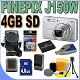 cheap Fujifilm Finepix J150W 10.0MP 5x Optical Zoom Digital Camera (Silver) 15841875 PLUS 4GB SDHC Memory Card - Rechargeable Lithium Ion Battery -BigVALUEInc Saver Accessory Bundle + More!