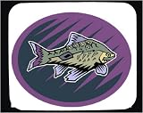 Decorated Mouse Pad with magenta, green, fish