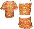 MaxOut UPF 50+, UV Protective Girl's 3 PC Outfit: Short Sleeve Allover Print Rashguard, Bikini Top, & Built-in Skirt for Infants/Toddlers
