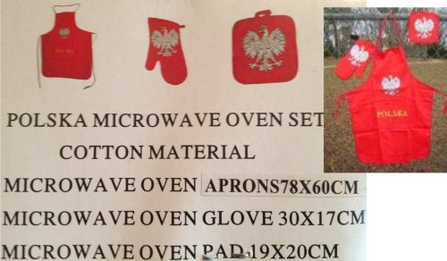 Polska Microwave Oven Set - Polish Flag Apron, Glove & Pad
