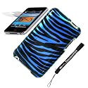 Unique Premium HardShell Durable Zebra Snap On Case For Apple iPod Touch iTouch 2G 2nd Gen Generation 8GB 16GB 32GB and for New iPod Touch 3G 3rd Gen 32GB 64GB + Includes iTouch Screen Protector Guard + includes a 4-inch eBigvalue Determination Hand Strap (Blue)