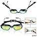 Ipow Mirrored Anti-fog Uv Protection Swim Swimming Goggles/mask with Silicone Soft Ear Plugs- Waterproof and Focus on Swimming and 3 Pieces Adjustable Nose Bridge Suitable for Different Size of Face + Premium Goggle Case for Men and Women
