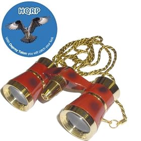 3 x 25 Opera Glass Binocular Burgundy with Gold Trim w/ Necklace Chain with Red Reading Light by HQRP plus Mousepad