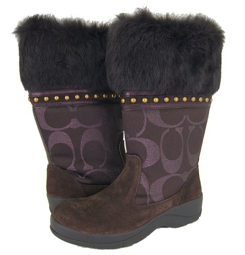 Coach Lesly Chestnut Metallic Suede Winter Boots
