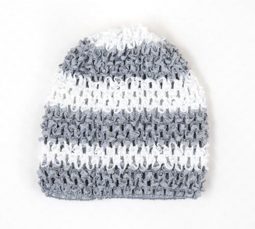 Ema Jane (Stripes (Silvery Snow)) Super Soft Waffle Crochet Beanie Hats for Baby