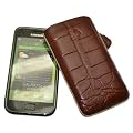 Suncase Ledertasche (Lasche mit R�ckzugfunktion) f�r Samsung i9000 Galaxy S / i9001 Galaxy S Plus croco-braun