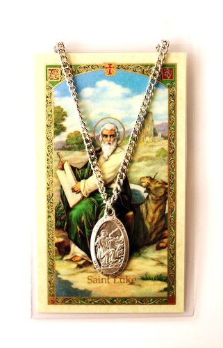 PRAYER TO SAINT LUKE PEWTER MEDAL PRAYER CARD SET On Sale