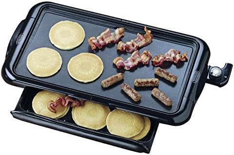 Best Portable Nonstick Cooktop Electric Griddle Grill With Heated Warmer Tray- Perfect Indoor Outdoor Lightweight Small Cooking Unit- Die Cast Aluminum Surface Makes Easy Cleanup- Perfect Family Gift