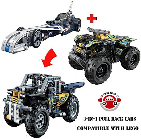 DESO® 3-IN-1 273 PCS Building Block Police Car High Speed Chase Vehicles - Compatible With Lego Bricks BLOCK Technic Desert Racer pull back CAR Model Building Block Toys