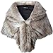 Caracilia Faux Fur Shawl Wrap Stole Shrug Winter Bridal Wedding Wrap FoxFur L CA95,  Fox White / Brown