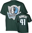 Dirk Nowitzki Green Majestic Player Name and Number Dallas Mavericks T-Shirt