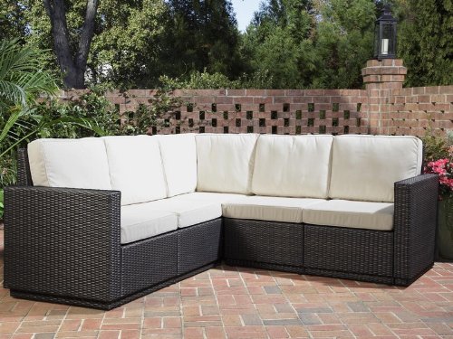 Patio L Shape Sectional Sofa Stone Fabric Deep Brown Wicker 5 Seat 51XqYdw2g5L Patio L Shape Sectional Sofa Stone Fabric Deep Brown Wicker 5 Seat