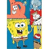 Raschel Throw Twin Blanket - 160 x 220cm - Nickelodeon Spongbob Squarepants & Friend Grid