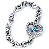 Detroit Lions NFL Silver Rhinestone Ladies Heart Watch