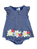 (コ-ランド) Co-land ベビー服 ロンパース 赤ちゃん カバーオール 新生児 水玉プリント フラワー飾り ノースリーブ 夏着 子供服 キッズ 女の子 女児 幼児 出産祝い ネイビー 24