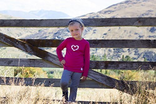 Three Bags Full Little Girls' Merino Wool Printed Daisy Heart Top 4 years Raspberry Pink
