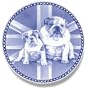 English Bulldog & Puppy: Danish Blue Porcelain Plate