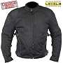 Men's Black Mesh Padded with Level-3 Advanced Armored Motorcycle Jacket - Size : Large
