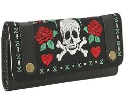 Skull Heart Rose Knuckles Embroidered Wallet
