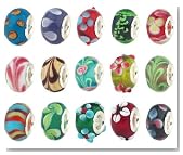 Bundle Monster 50pc Lot Silver Lampwork Murano Glass European Mix Beads - Compatible with Pandora, Chamilia, Biagi, Troll