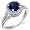 Majestic Sensation 1.75 Carats Blue Sapphire Ring in Sterling Silver Rhodium Finish Size 5