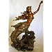 MERMAID HOLDING PEARL STATUE Fantasy Sculpture Figurine Figure Antique Bronze Finish