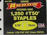 Arrow Fastener 509 9/16-Inch T50 Staples (1,250-Pack)